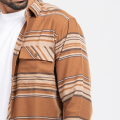 Cozy Long Sleeve Flannel Shirt - Tan