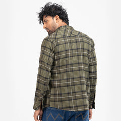 Cozy Long Sleeve Flannel Shirt - Olive