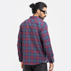 Cozy Long Sleeve Flannel Shirt - Burgundy