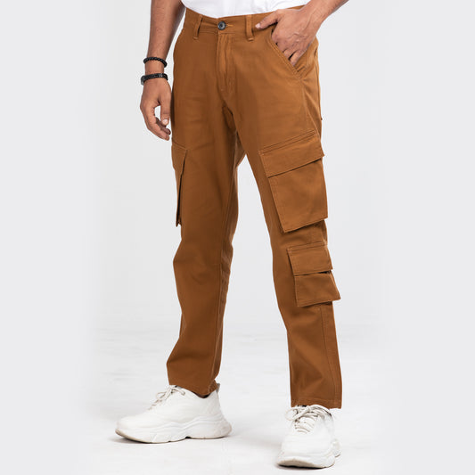 7 Pocket Semi Fit Twill Cargo Pant - Tan