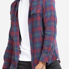 Cozy Long Sleeve Flannel Shirt - Burgundy