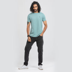 Round Neck Solid T-shirt - Dark turquoise