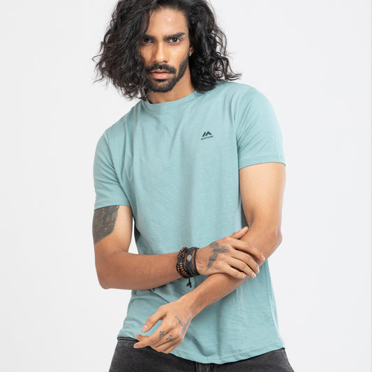 Round Neck Solid T-shirt - Dark turquoise