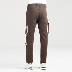 Contrast 7 Pocket Semi Fit Twill Cargo Pant - chocolate