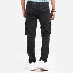 Premium Denim Cargo Pants - Metal Black