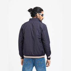 Taffeta High Neck Jacket - Navy