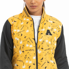 Ladies AOP taffeta jacket - mustard & black