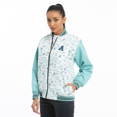 Ladies AOP taffeta jacket - turquoise & white