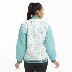 Ladies AOP taffeta jacket - turquoise & white