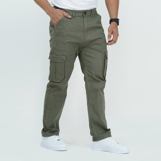 Semi Fit Twill Cargo Pant - Olive