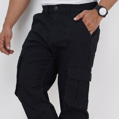 Semi Fit Twill Cargo Pant - Black