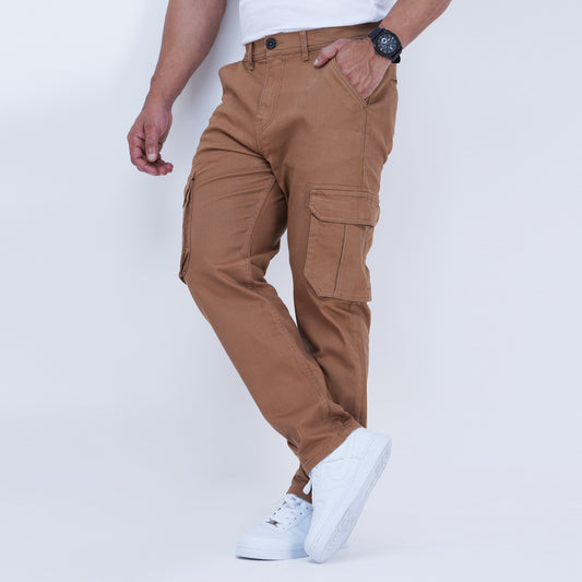 Semi Fit Twill Cargo Pant - Brown