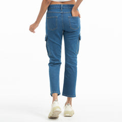 Ladies Denim Cargo Jeans Pant - Blue
