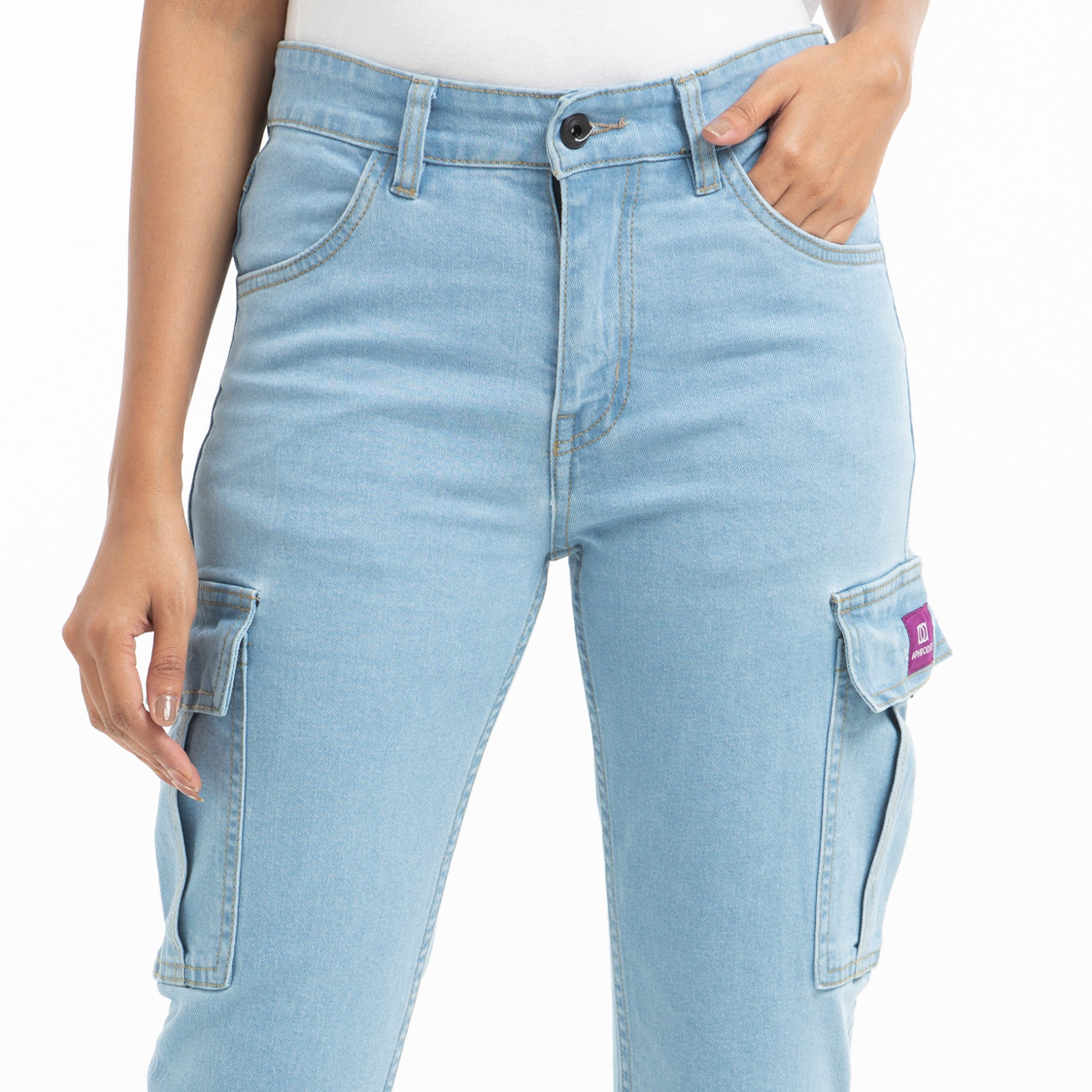 Ladies Denim Cargo Jeans Pant - Super Light