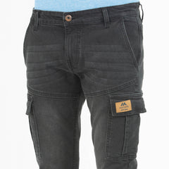 Denim semi fit cargo pant - Metal Black
