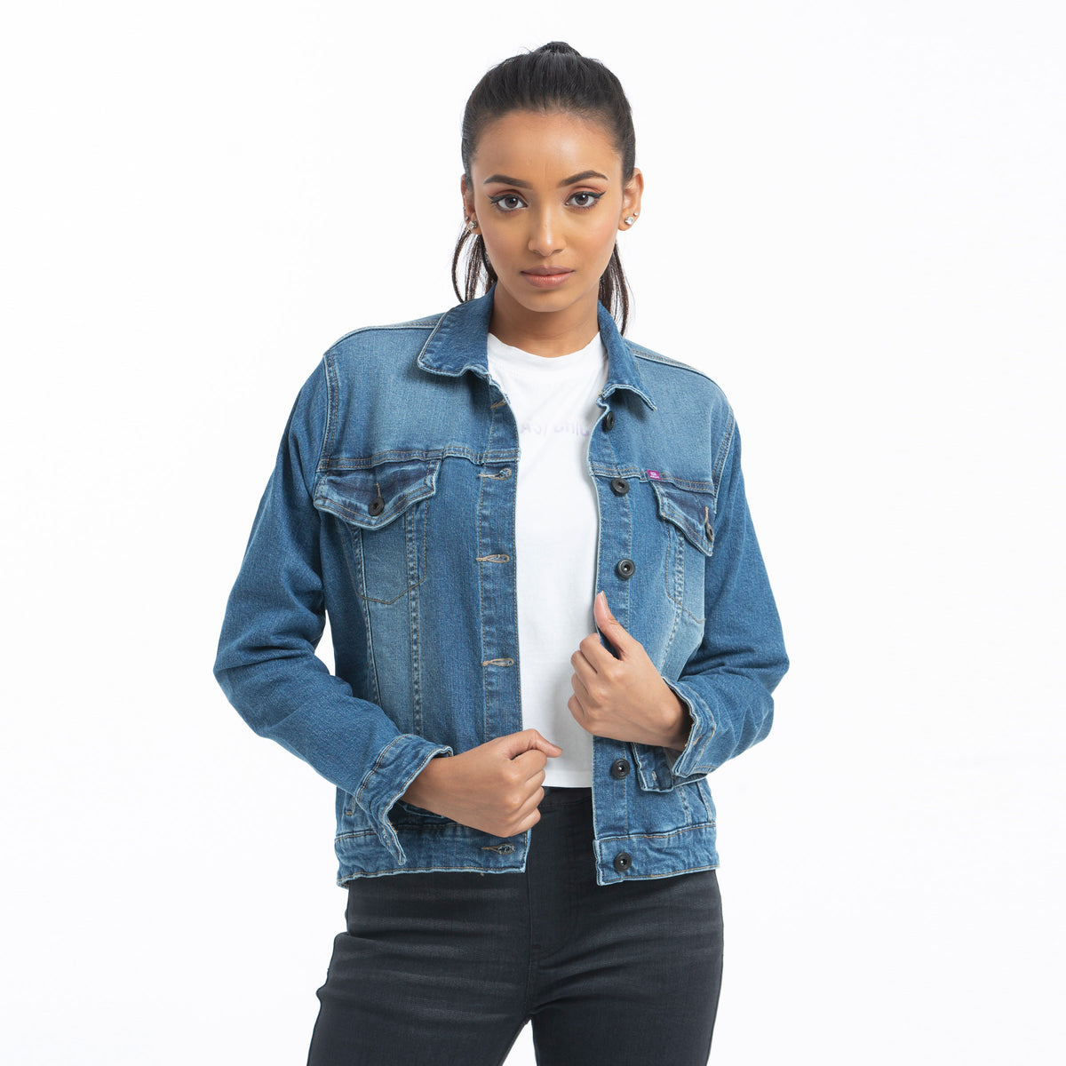 Ladies Denim jacket - Mid Blue