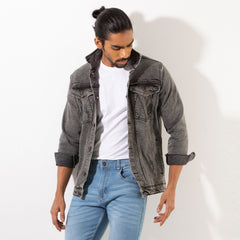 Denim Trucker Jacket  - Charcoal Black