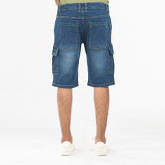 Denim Cargo Shorts - Mid Blue