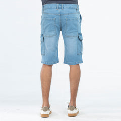 Denim Cargo Shorts - Light Blue