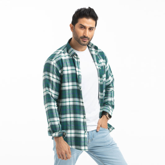 Long Sleeve Flannel Shirt - Teal
