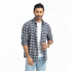 Long Sleeve Flannel Shirt - Navy