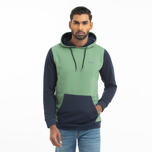 Contrast Long Sleeve Hoodie - Mint Green