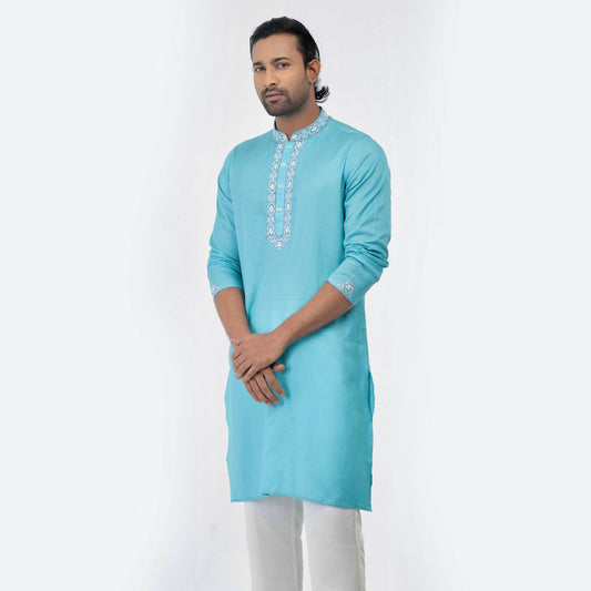 Embro Semi Fit Panjabi - Turquoise