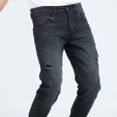 Ripped Comfort Stretch Semi Fit Jeans - Black