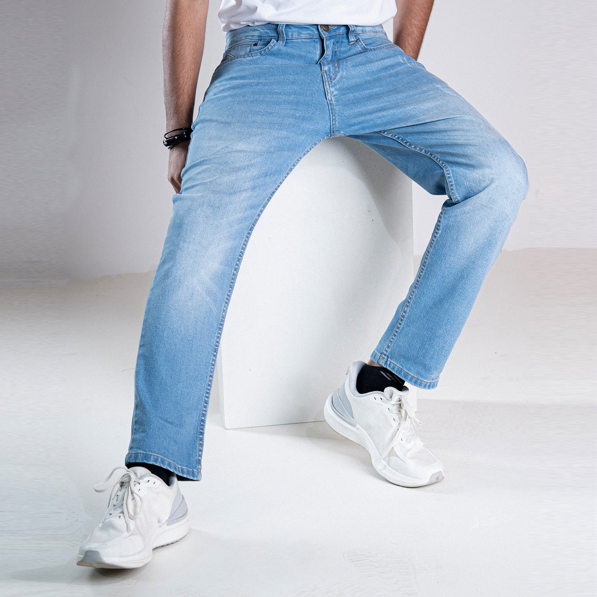 Faded Stretch Semi Fit Jeans - Legacy Blue