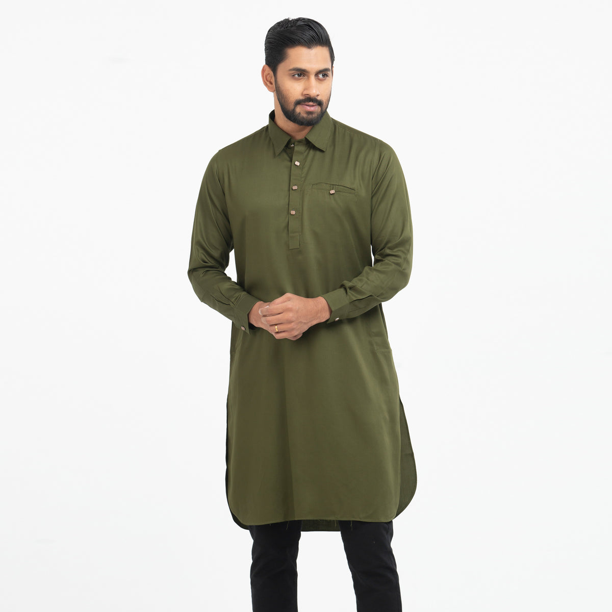 Premium Kabli Panjabi - Olive