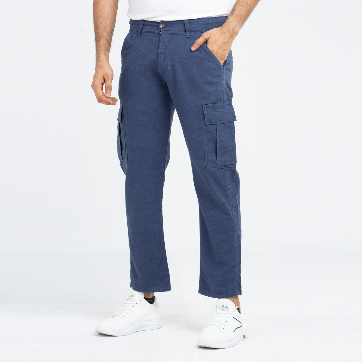 Ramie Cotton Flexi cargo Pant - Navy