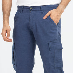 Ramie Cotton Flexi cargo Pant - Navy