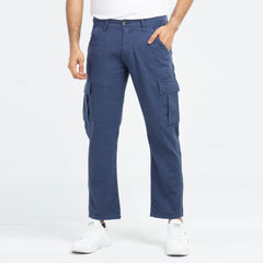 Ramie Cotton Flexi cargo Pant - Navy