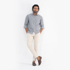 Oxford Cotton Long Sleeve Shirt - Steel Grey