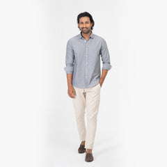 Oxford Cotton Long Sleeve Shirt - Steel Grey