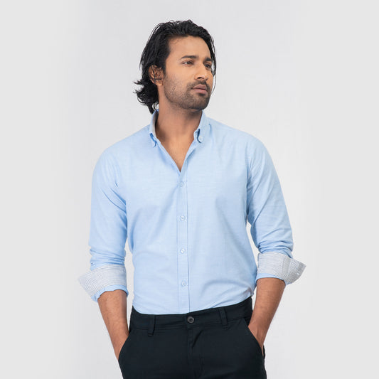 Oxford Cotton Long Sleeve Shirt - Sky Blue