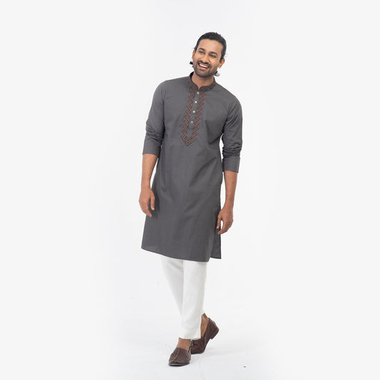 Embro Semi Fit Panjabi - Charcoal