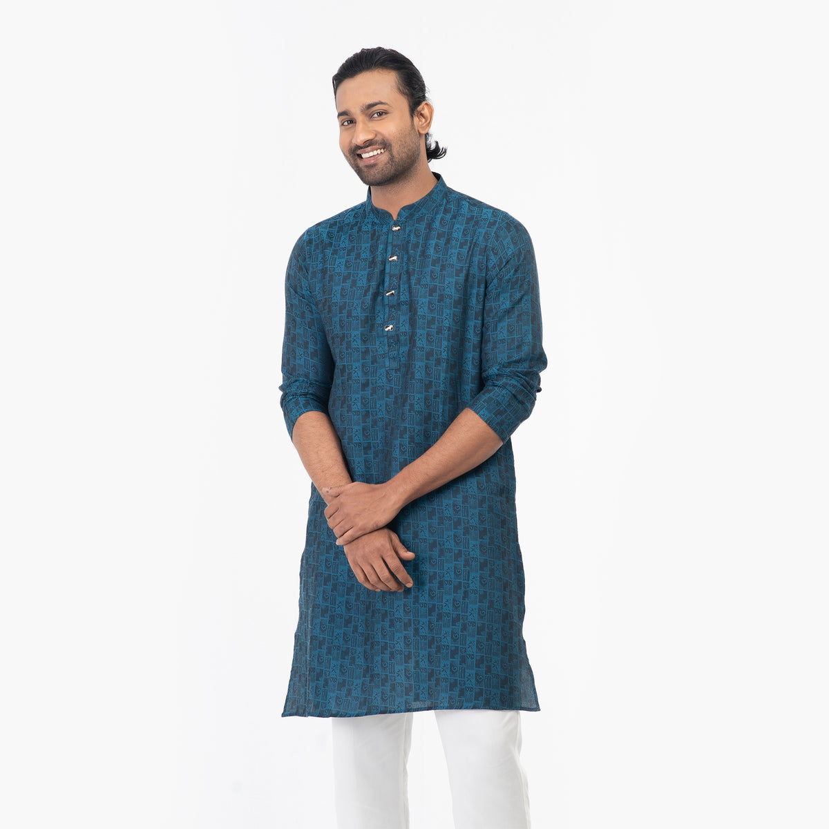 Casual Semi Fit Panjabi - Midnight Green