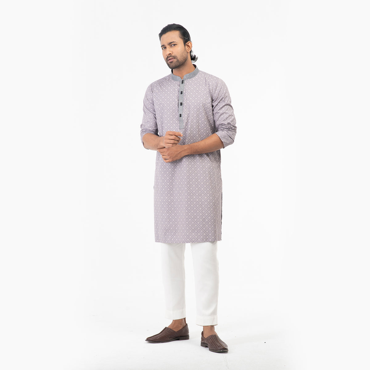 Printed Casual Panjabi - Grey