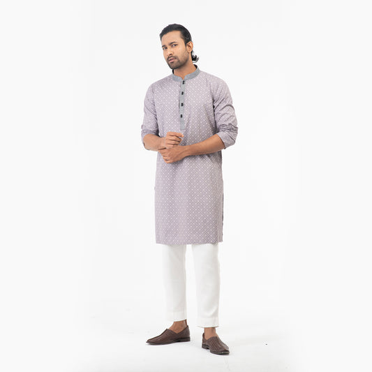 Printed Casual Panjabi - Grey