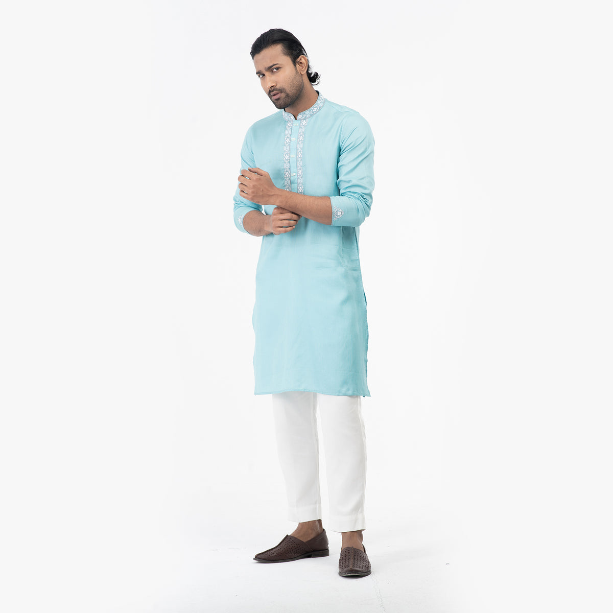 Embro Semi Fit Panjabi - Turquoise