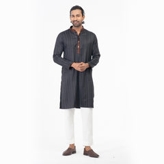 Printed Casual Panjabi - Black & Coffee