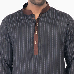 Printed Casual Panjabi - Black & Coffee