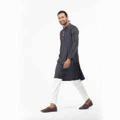 Printed Casual Panjabi - Black & Coffee