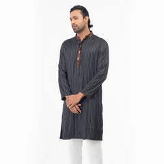 Printed Casual Panjabi - Black & Coffee