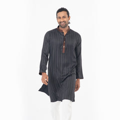 Printed Casual Panjabi - Black & Coffee