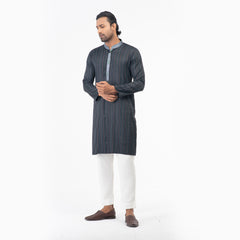 Printed Casual Panjabi - Black & Grey