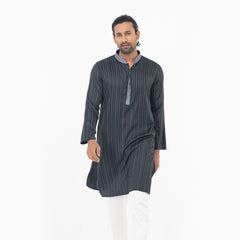 Printed Casual Panjabi - Black & Grey