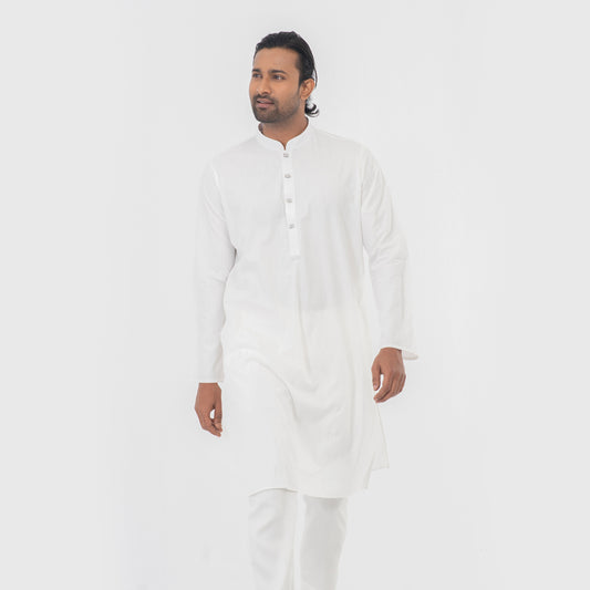 Semi Fit Panjabi - White