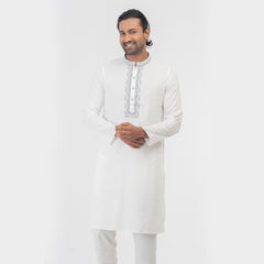 Embro Semi Fit Panjabi - White & Grey